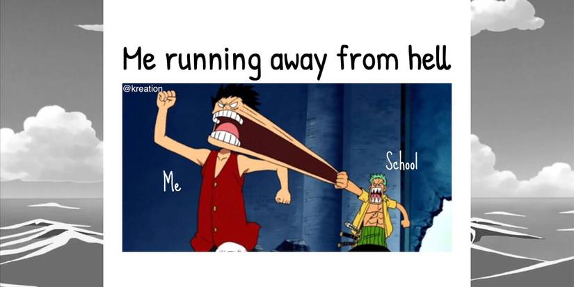 luffy running away one piece meme