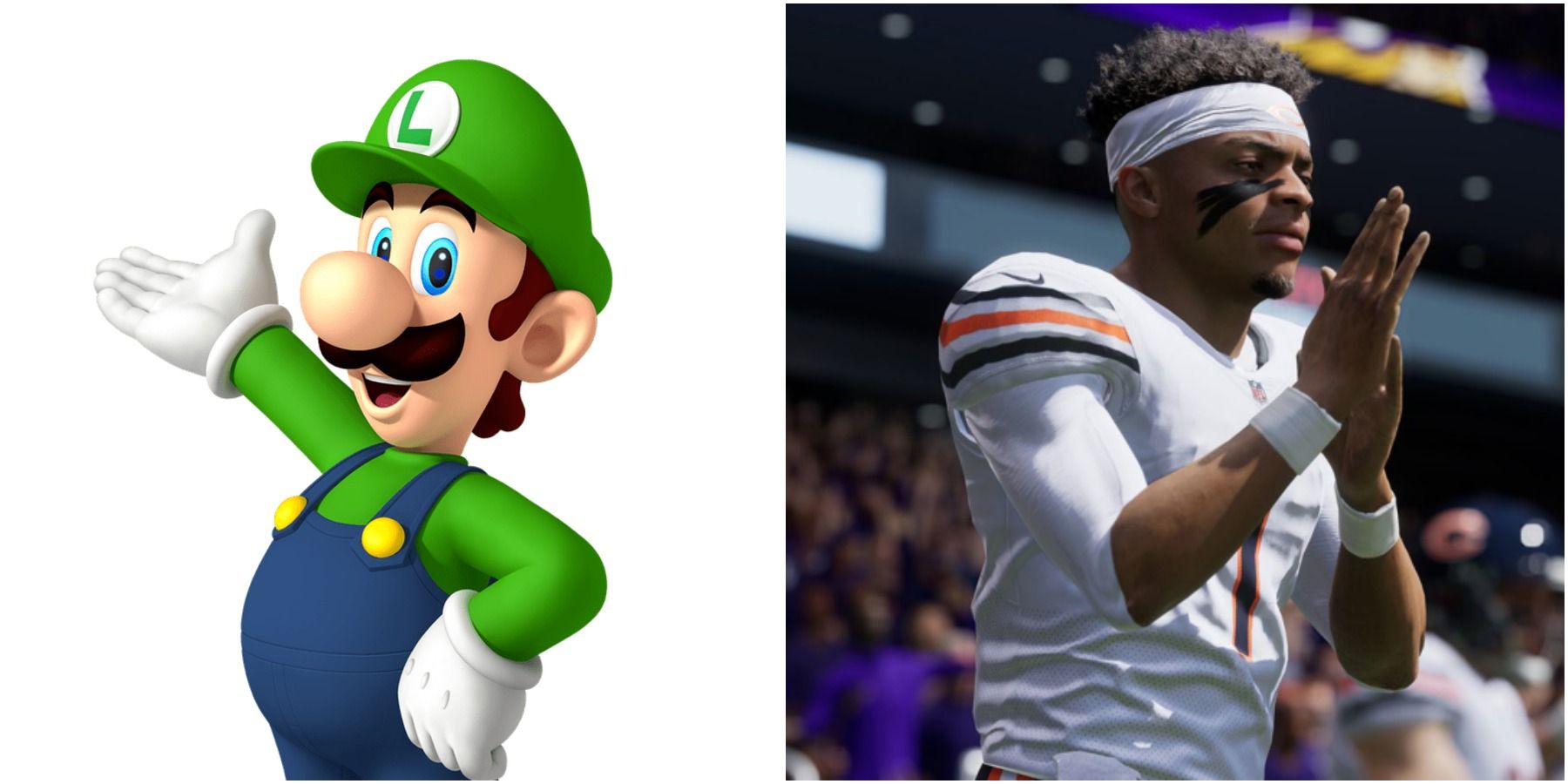 (Left) Luigi (Right) Player in Madden 22