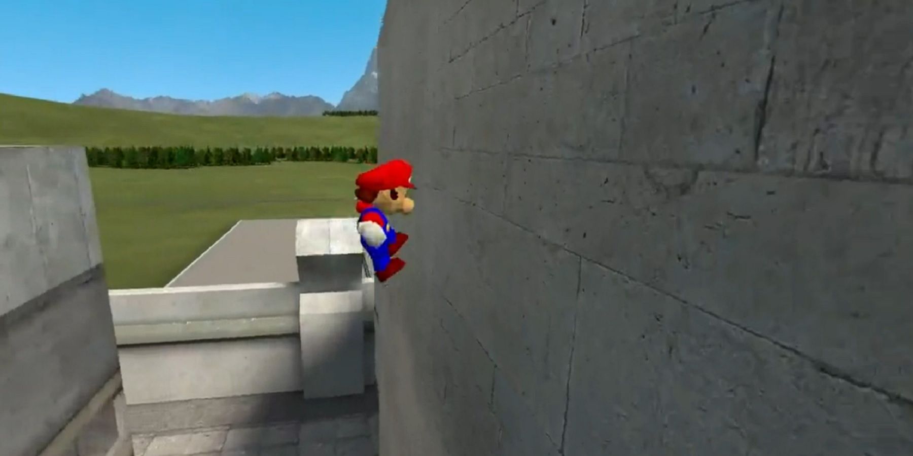 An image from Garrys Mod showing Mario from Mario 64 performing a wall jump.