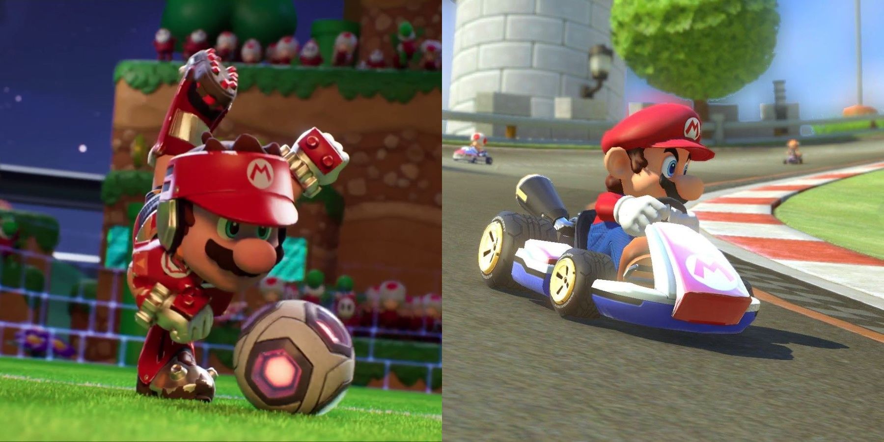Mario in Mario Strikers: Battle League and Mario Kart 8