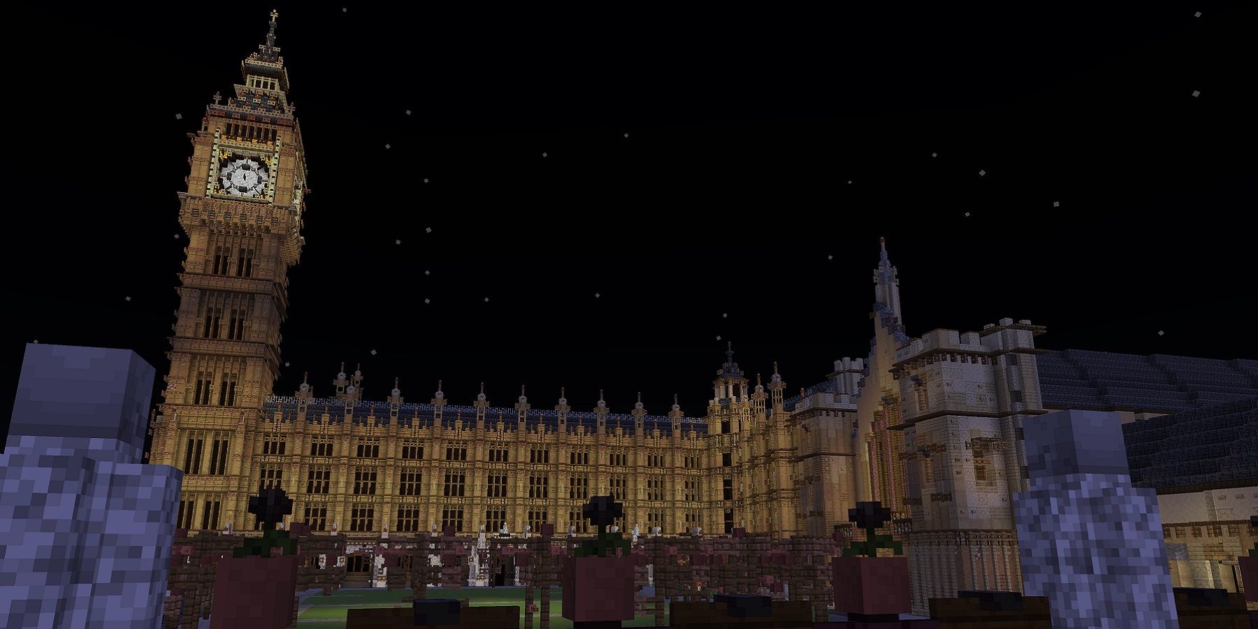 An image of the Houses of Parliament built in Minecraft.