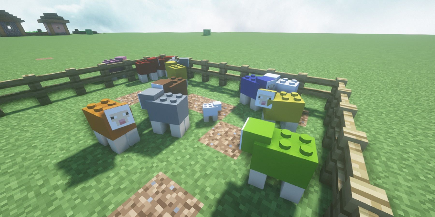 Image from Minecraft showing the sheep as LEGO figures.