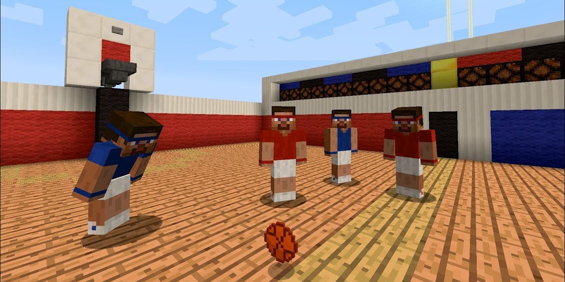 minecraft steve basketball court