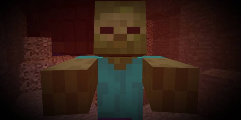 minecraft zombie cave dark red haze