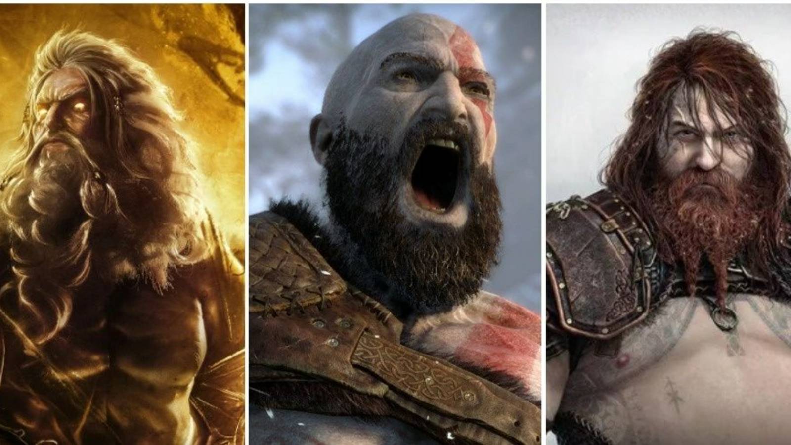 Zeus, Kratos, and Thor from God of War Franchise