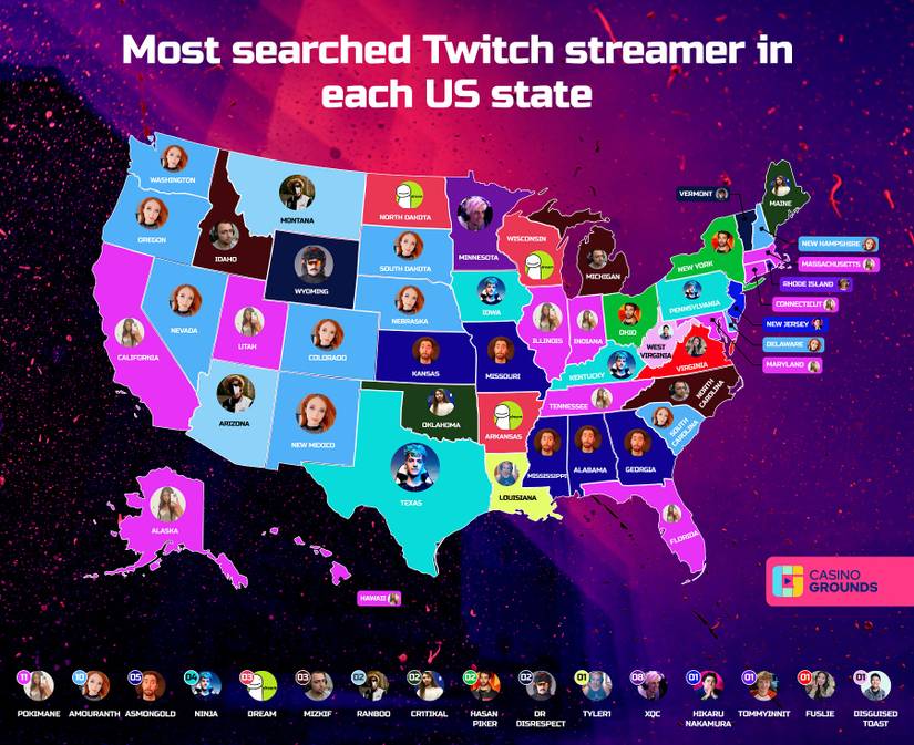most popular twitch streamers by state