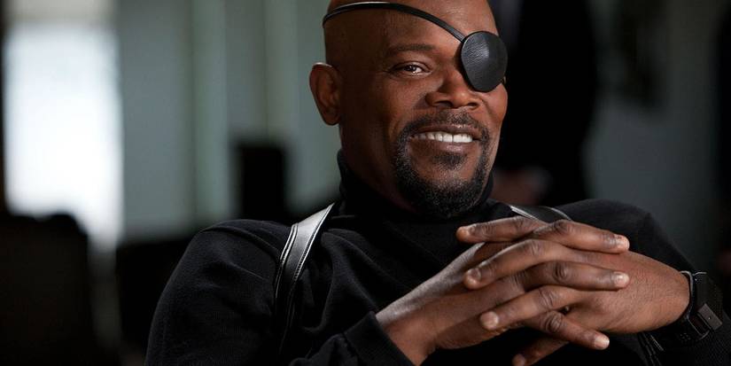 Nick Fury smiling in The Avengers