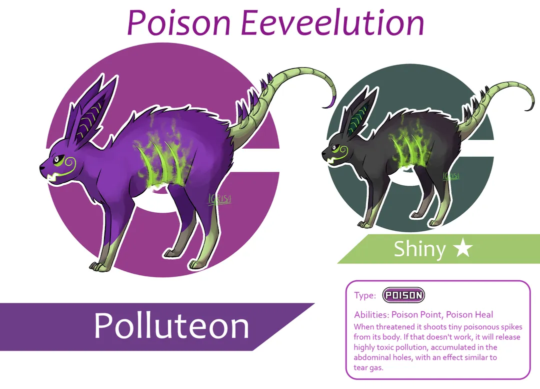 An artist rendition of a Poison type evolution of Eevee