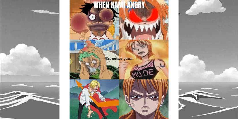one piece nami punches luffy, zoro, sanji
