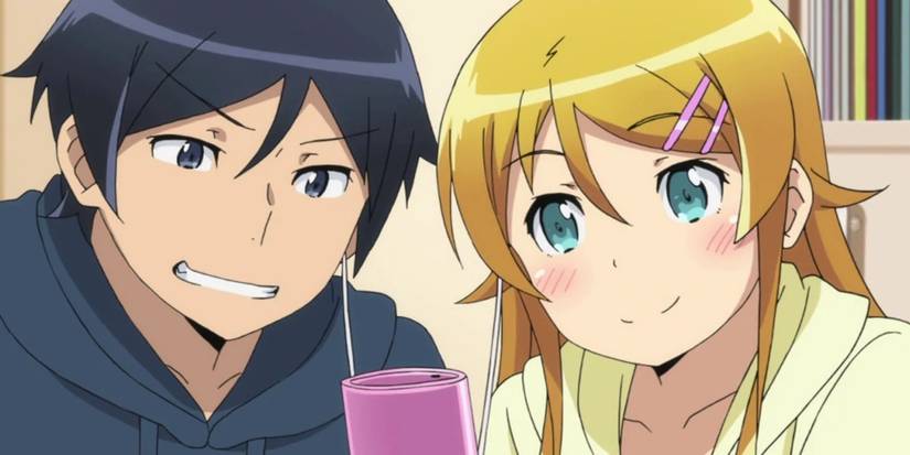 the characters kyousuke and kirino from the anime Oreimo
