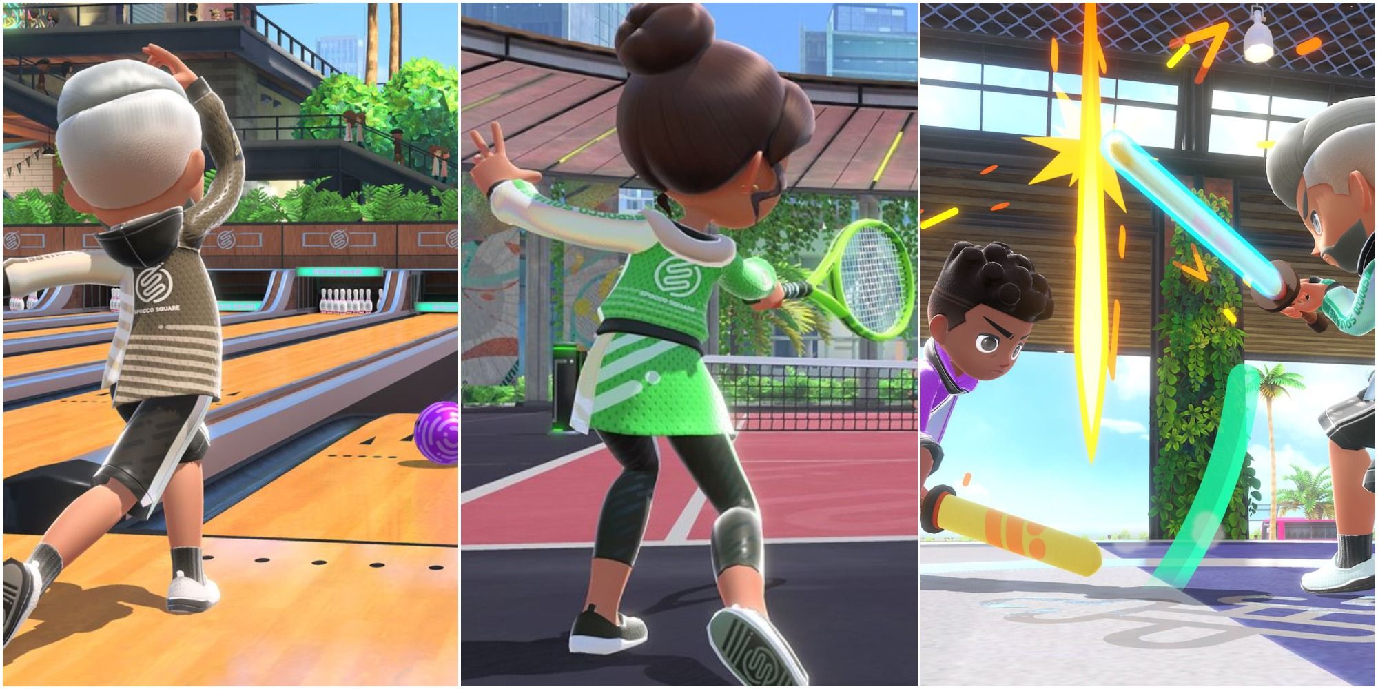 Bowling, tennis and Chambara from the nintendo switch sports