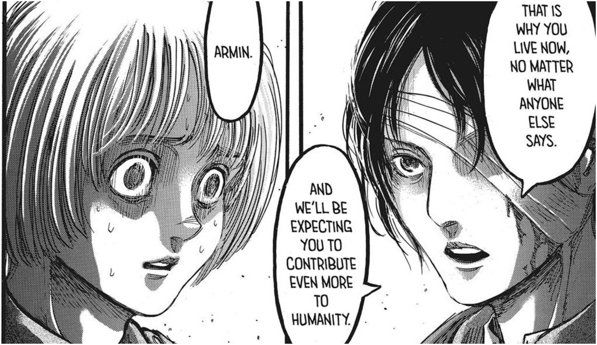 armin discussing with hange