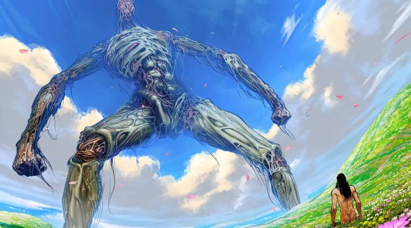 god standing in front of homeless emperor