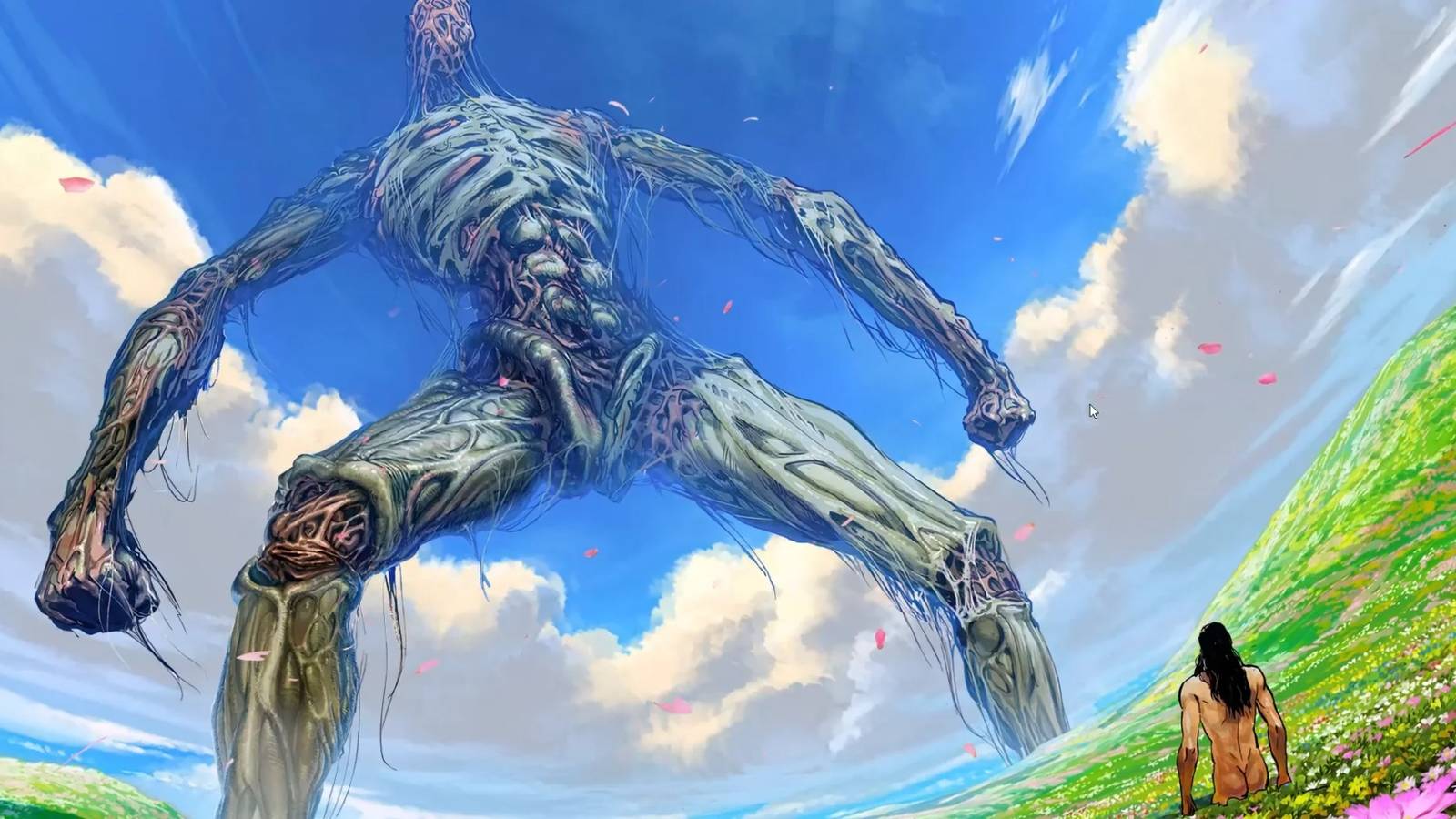 god standing in front of homeless emperor