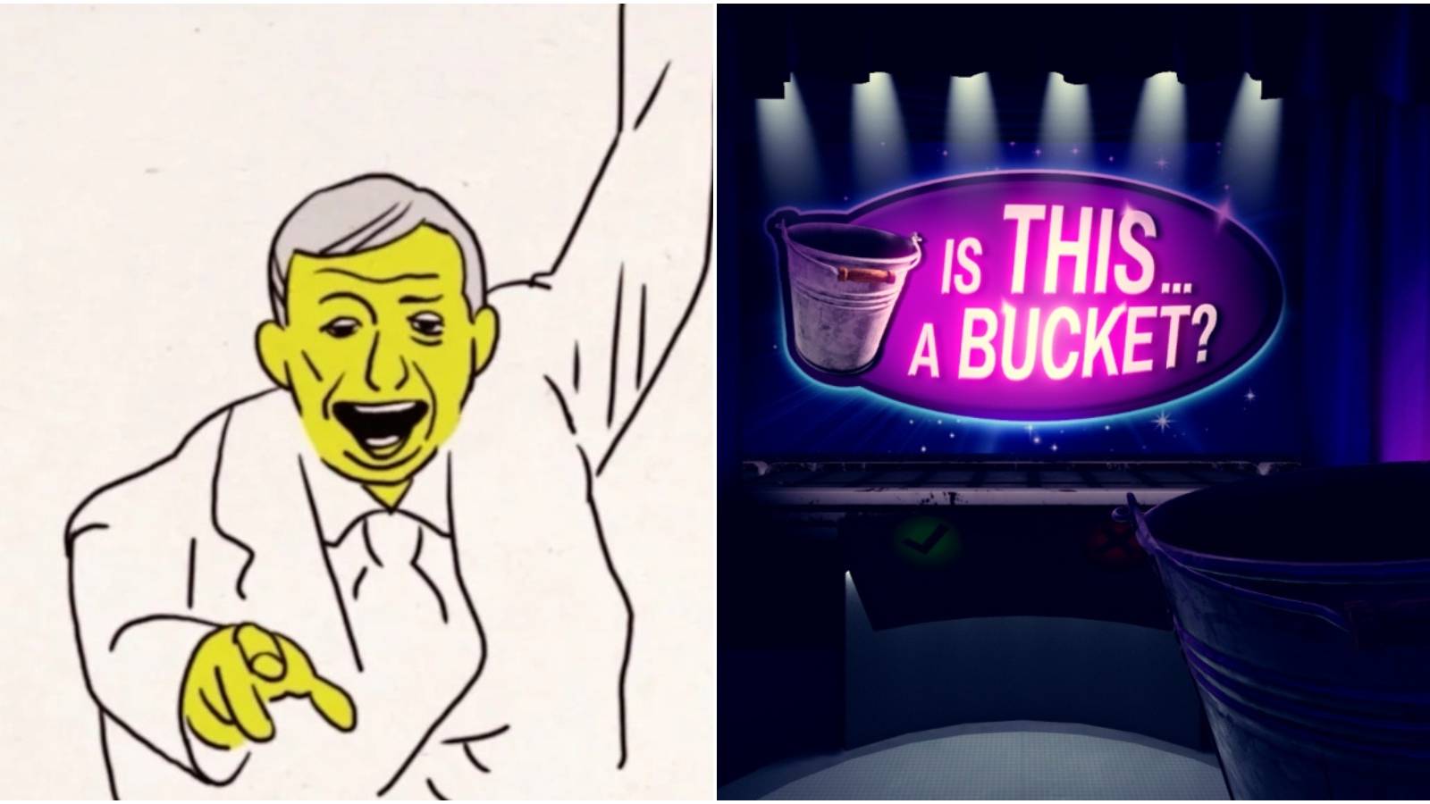 left: Not Stanley ending; right: Is This A Bucket?