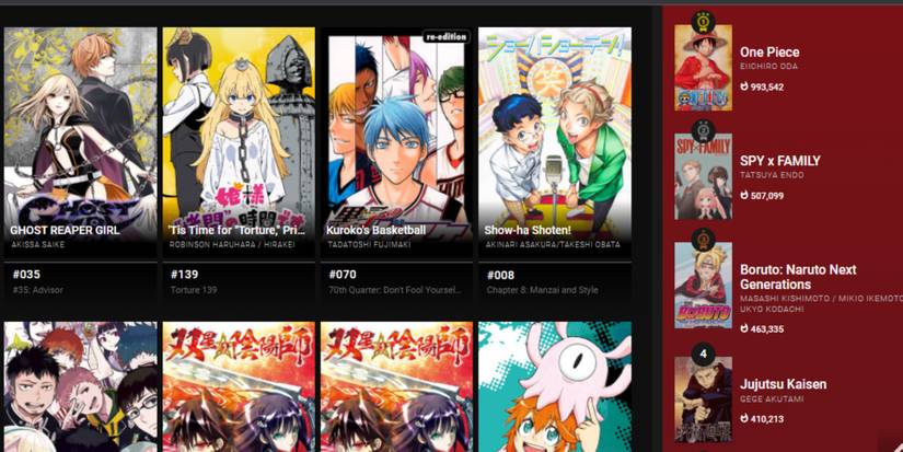 manga plus interface