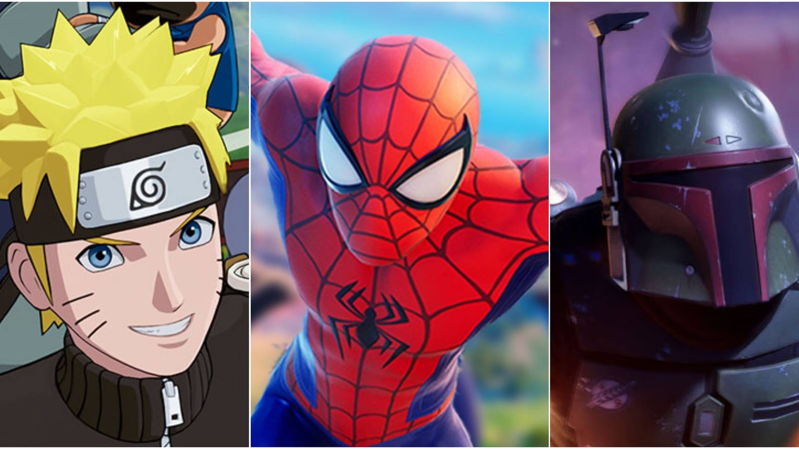 naruto, spider-man, boba fett