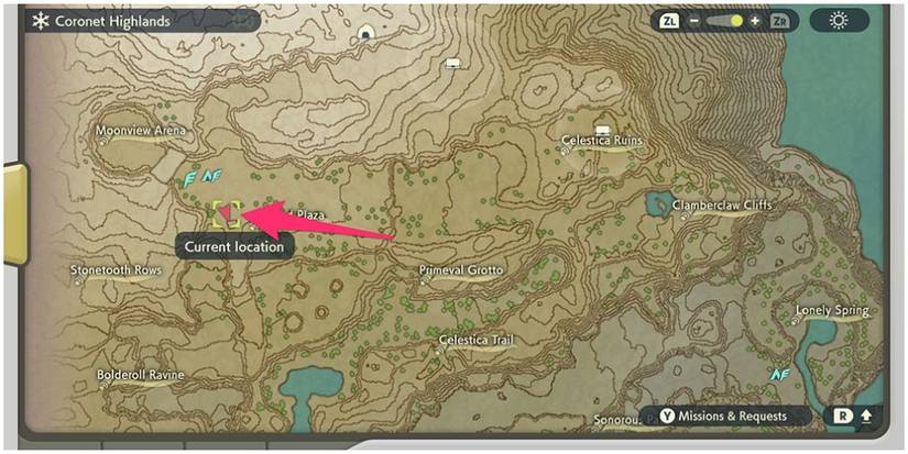 Marked Coronet Highlands map.