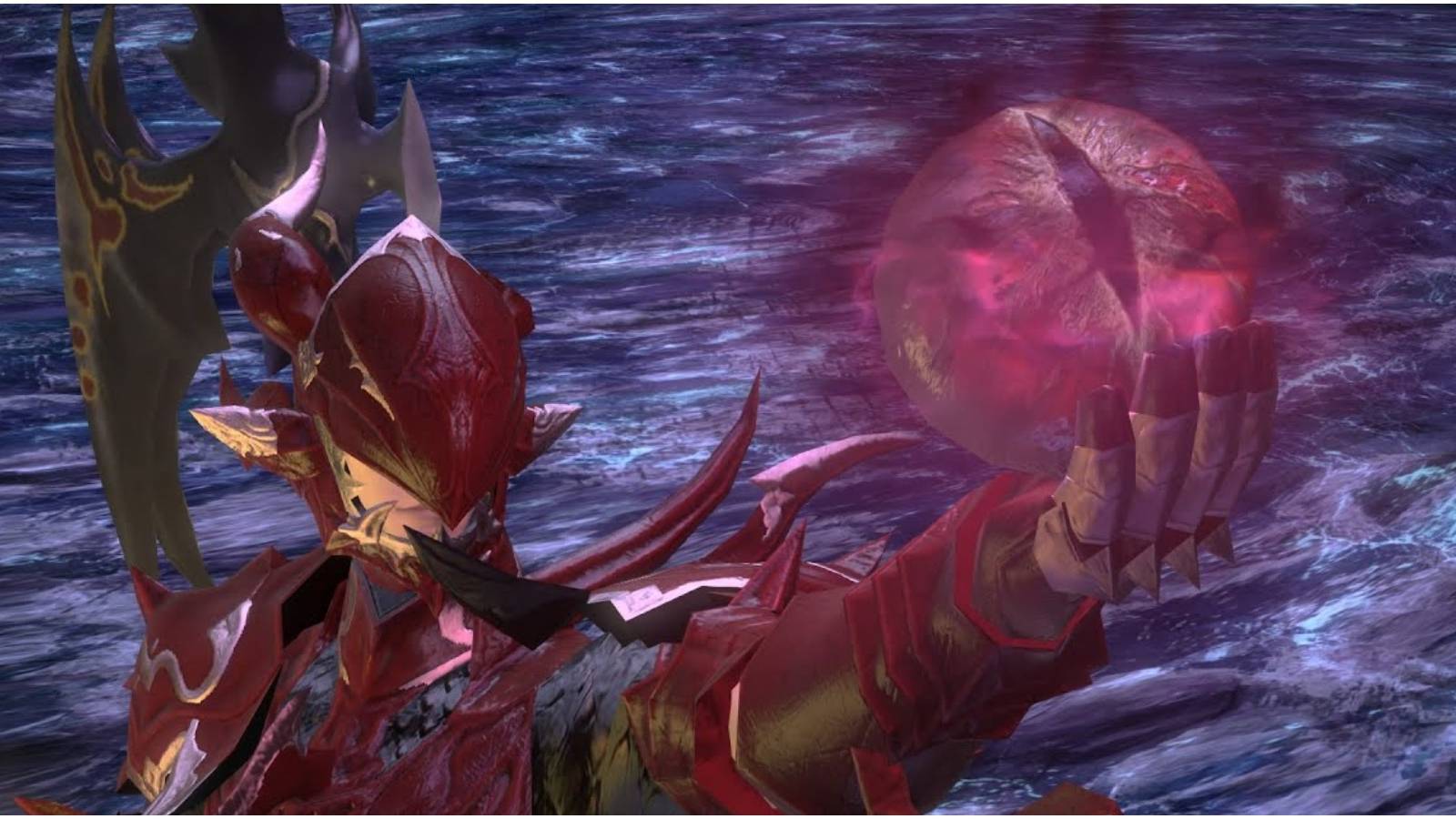 Estinien holding Nidhogg's eye.