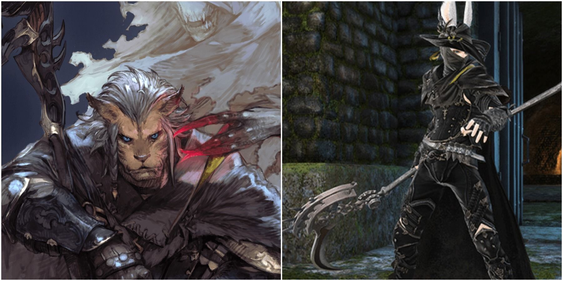 Split image of Hrothgar and Viera Reapers.