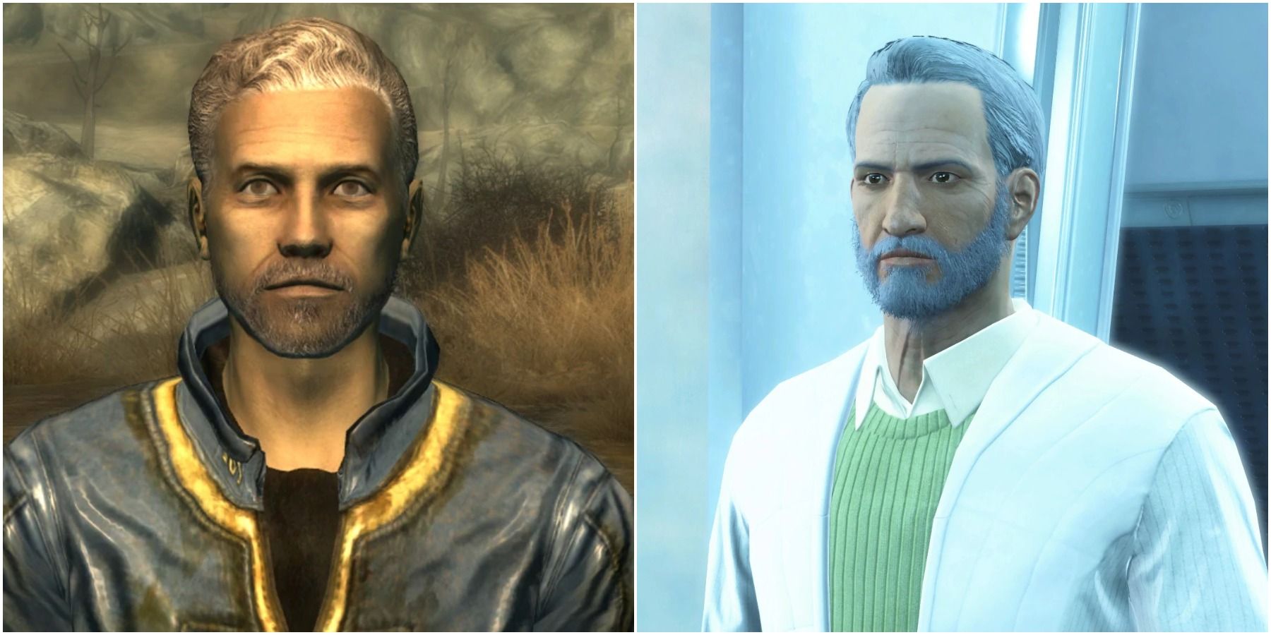 Split image of Fallout 3 dad and Shaun.