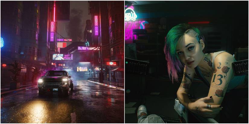 Split image of city and Judy.