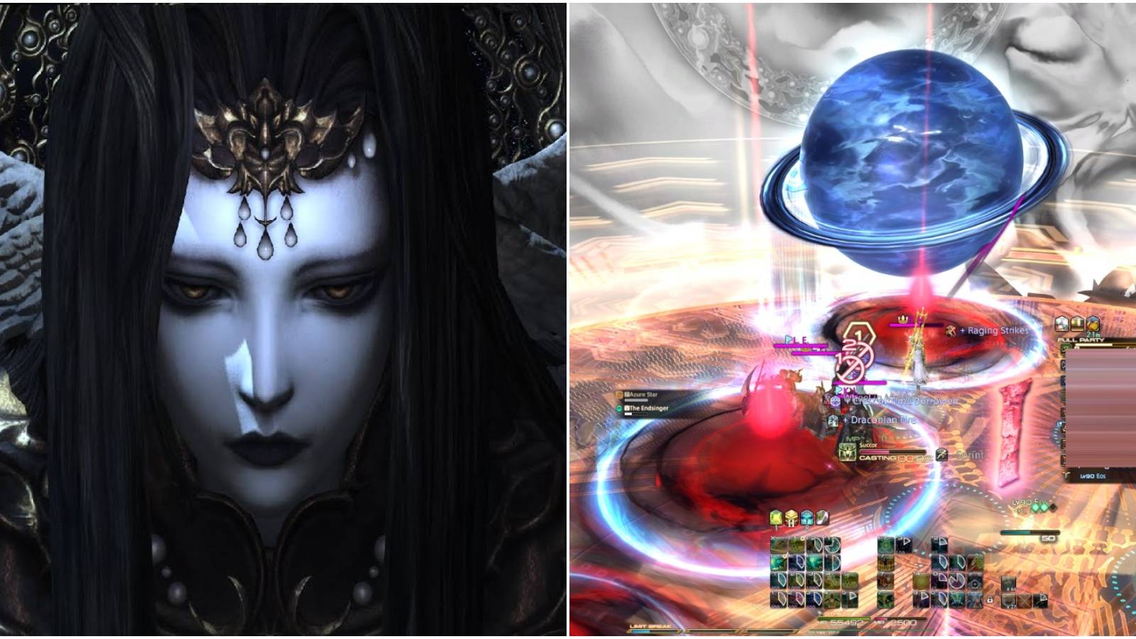 Split image of Endsinger and battle.