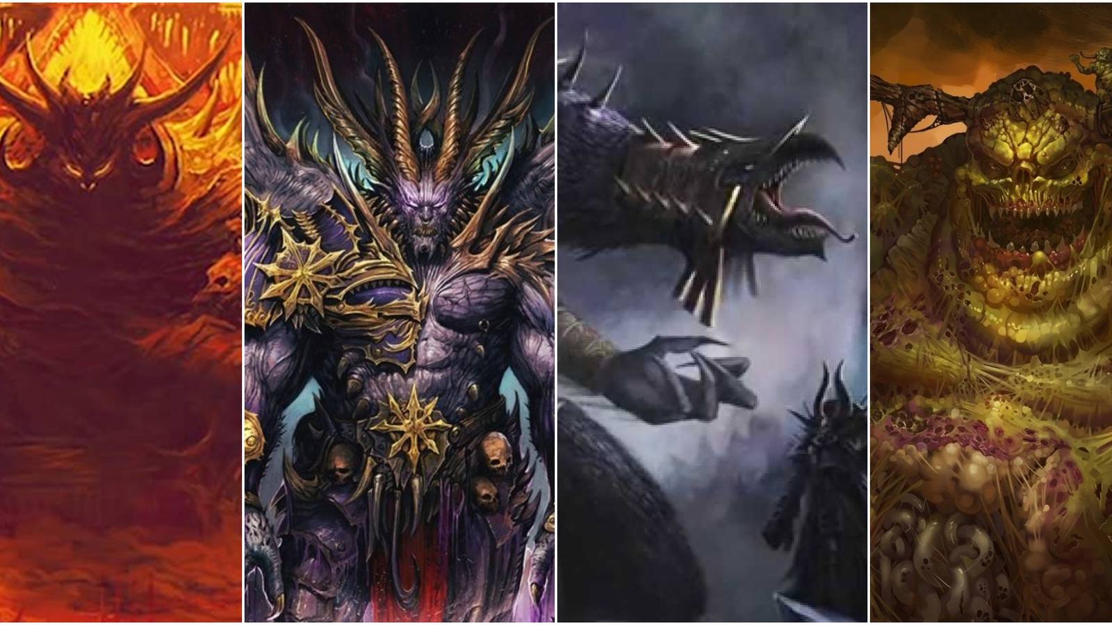 warhammer 40K khorne, slaanesh, tzeentch, and nurgle
