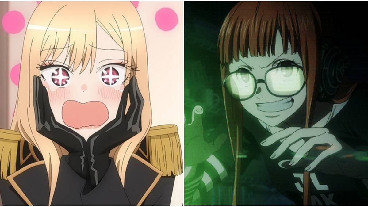 on the left is marin from the anime dress up darling and on the right is futaba from the game and anime persona 5