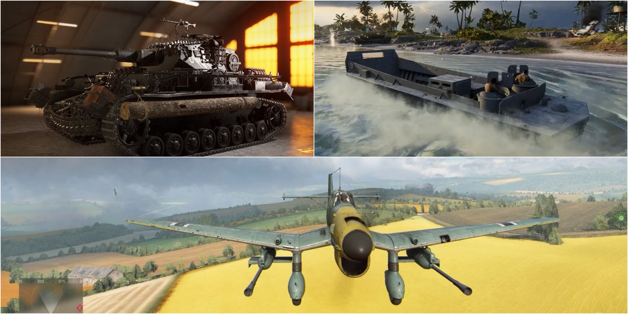 Showcase of different vehicles in Battlefield 5.