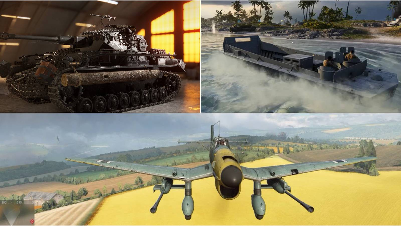 Showcase of different vehicles in Battlefield 5.