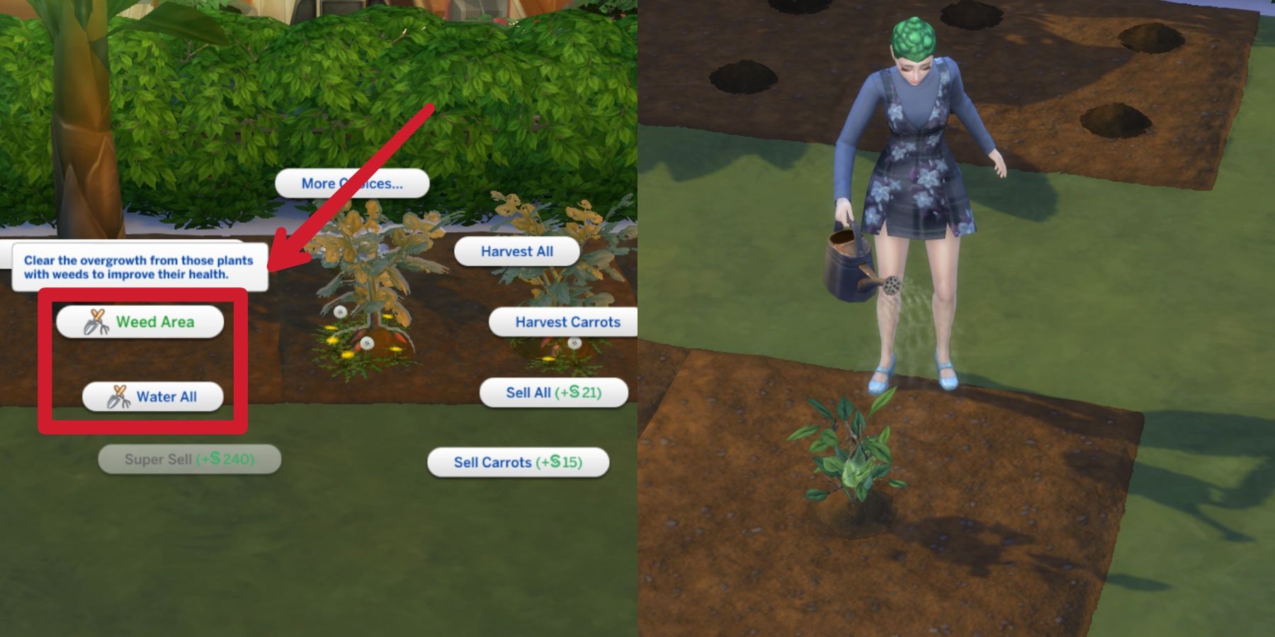 plantsim tending to garden in the sims 4
