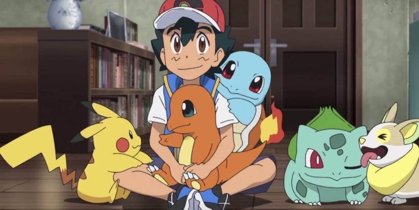 pokemon anime series ash pikachu charmander squirtle bulbasaur yamper