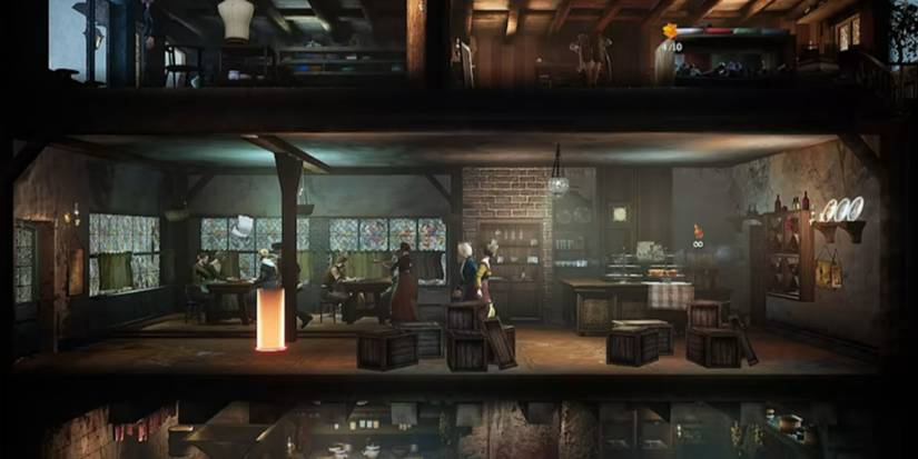 pub customers moving about pub area in ravenous devils