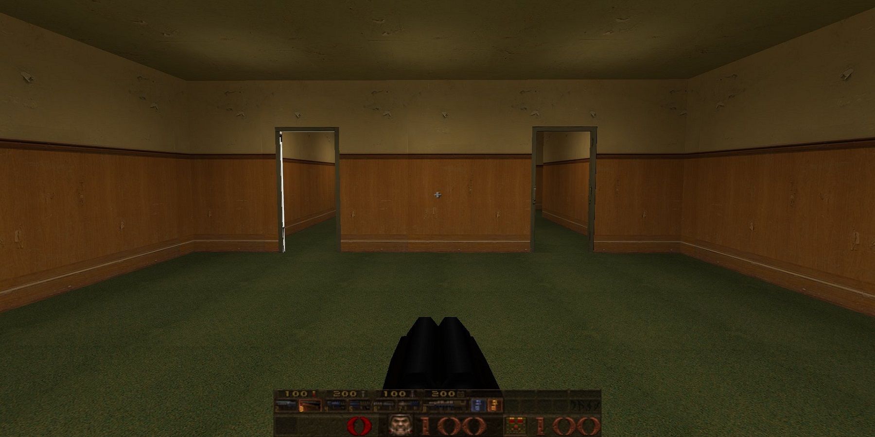 Image from Quake showing the two corridors in The Stanley Parable.