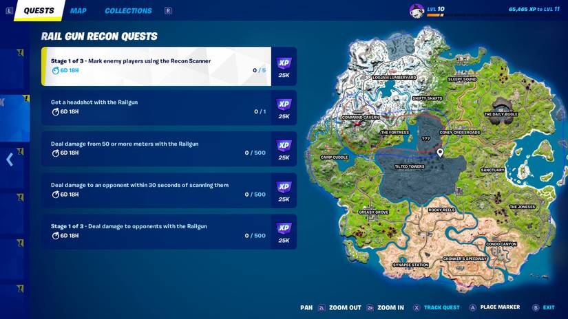 rail gun recon quests