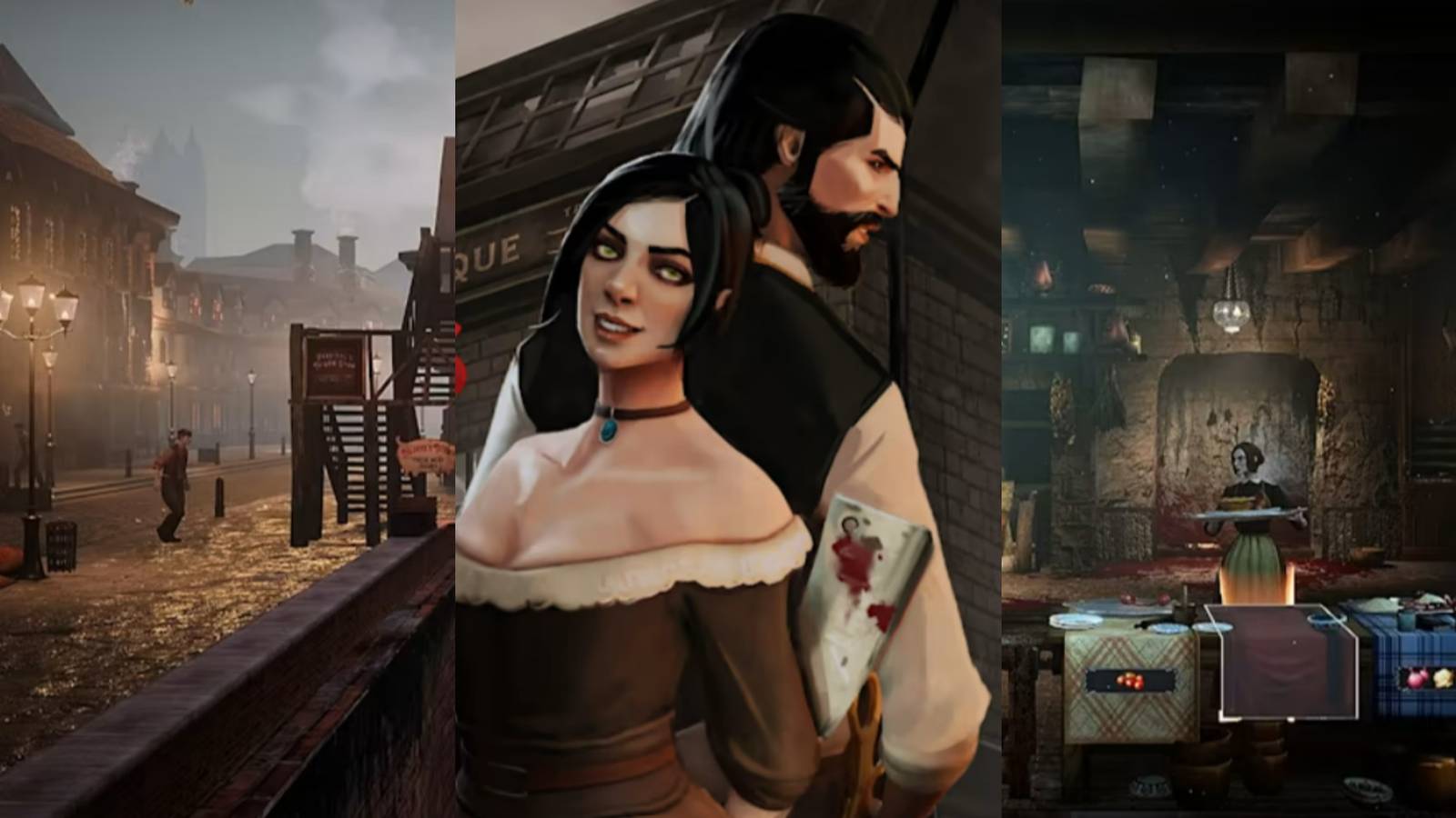 ravenous devils clients outside shop, percival and hildred, hildred cooking a meat pie featured