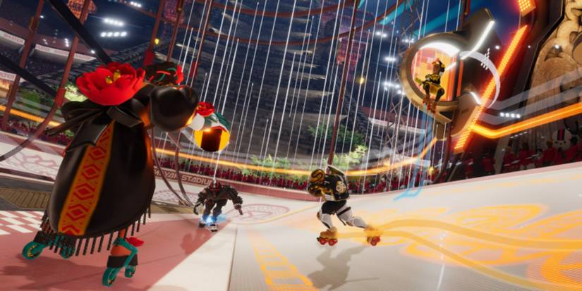 roller champions featuring multiple skaters trying to score a point