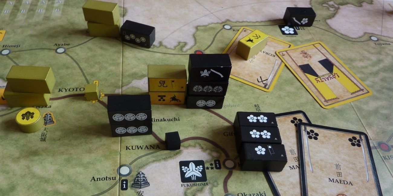 sekigahara board game with components, board, and cards