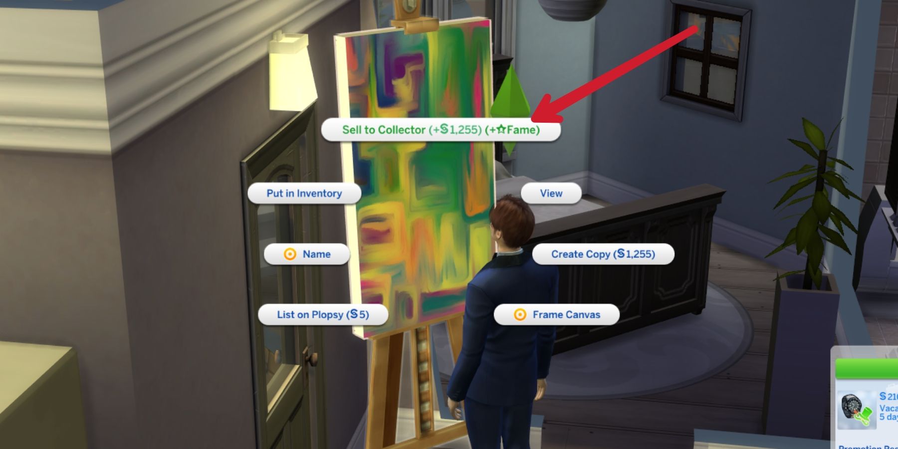 selling a painting in the sims 4