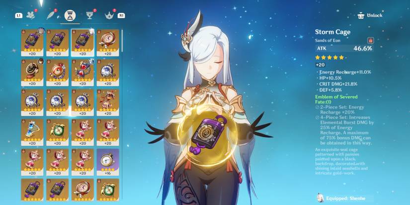 shenhe with acceptable genshin impact artifacts