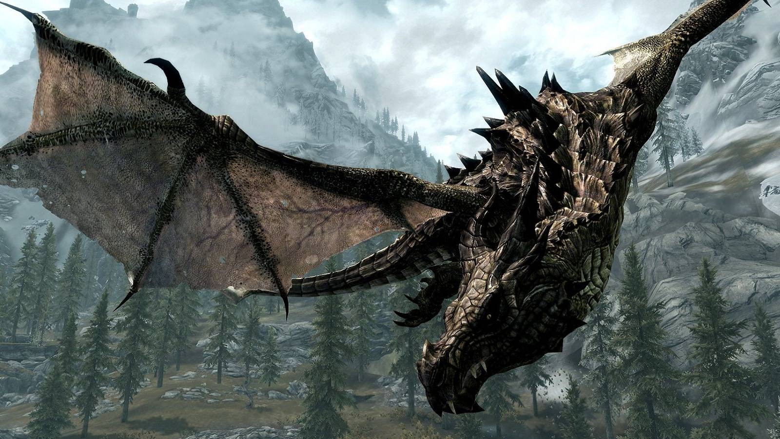 skyrim dragon and giant fight