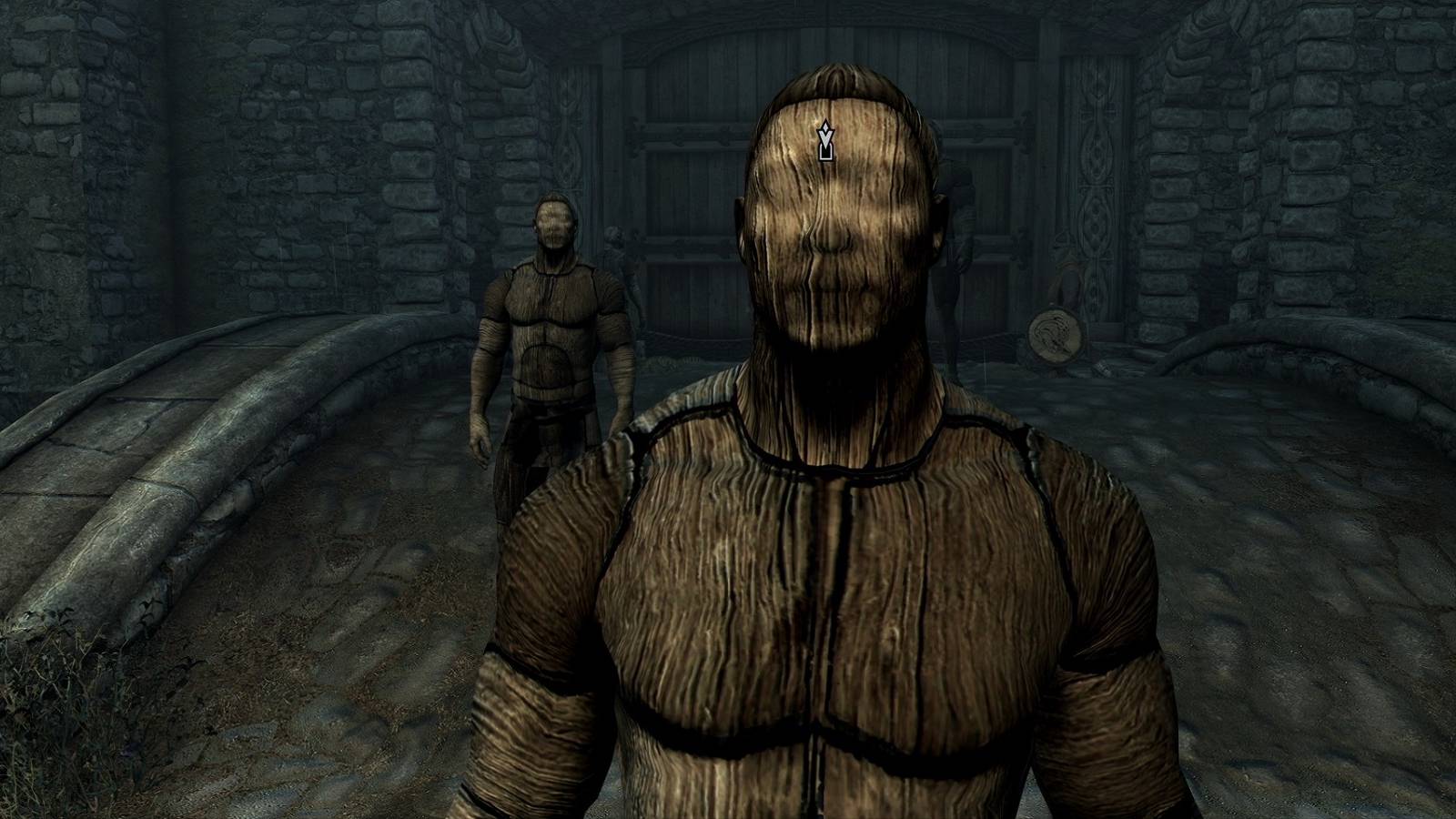 Creepy image from The Elder Scrolls 5: Skyrim showing a couple of mannequins.