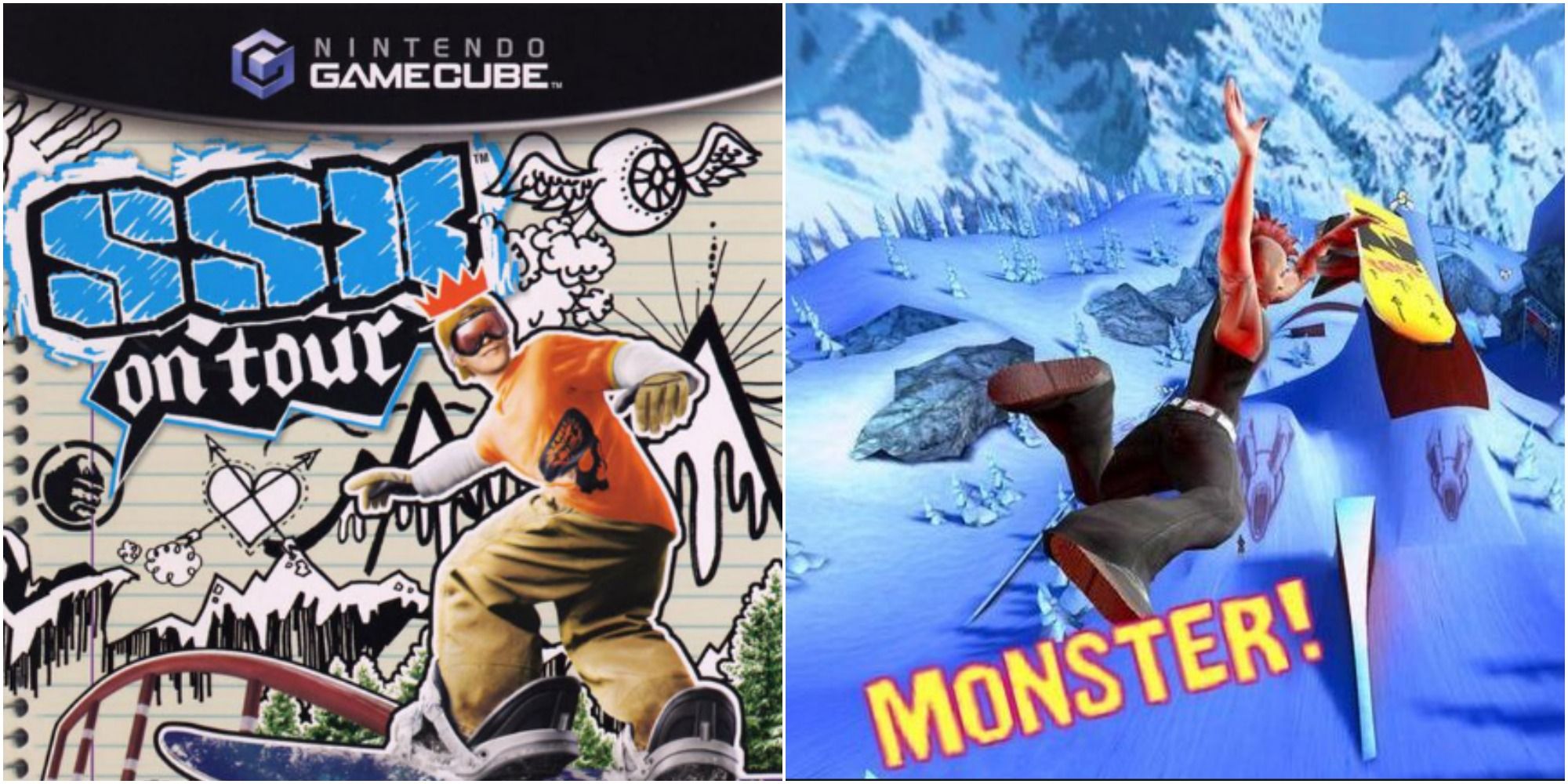 ssx on tour snowboarder box art and snowboarder pulling off awesome trick featured