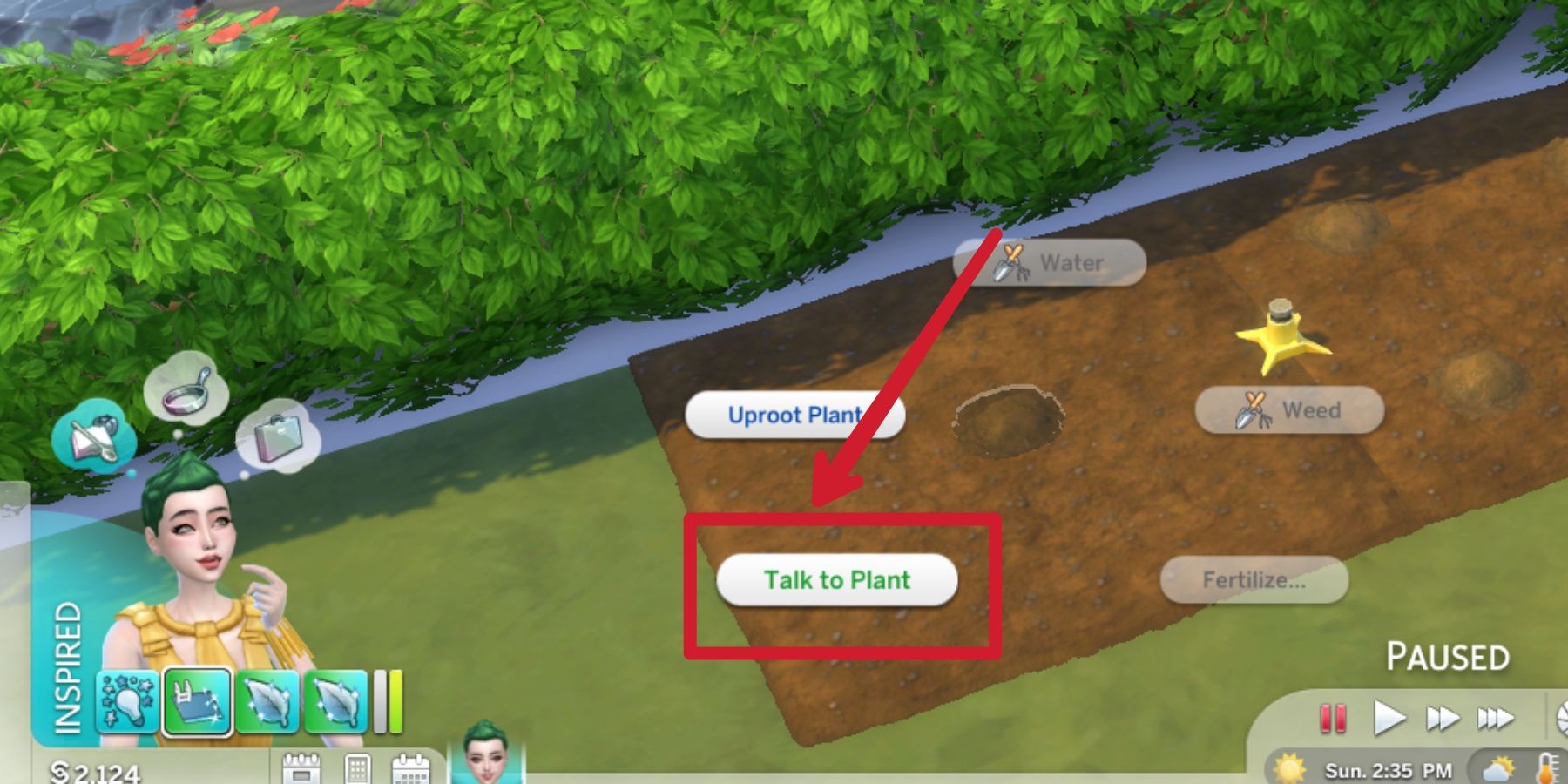 talk to plant interaction in the sims 4