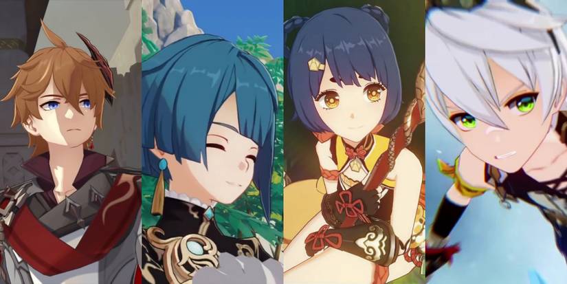 tartaglia xingqiu xiangling and bennett from genshin impact