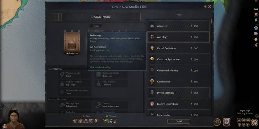 Crusader Kingds 3 tenet selection 