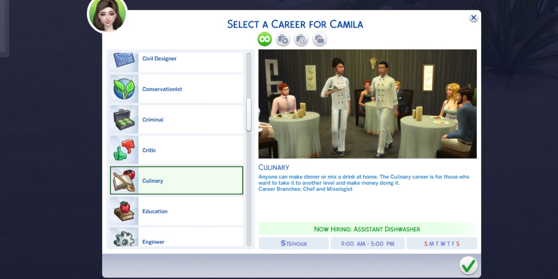 the culinary career in the sims 4