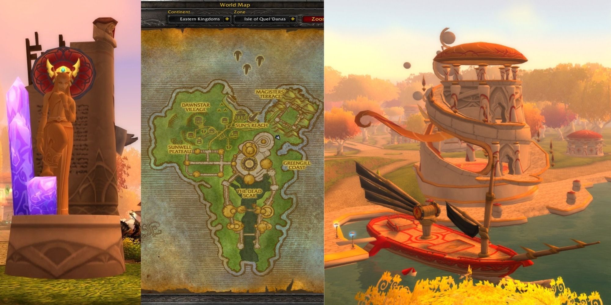 title split image most important locations Quel'Danas Classic World of Warcraft