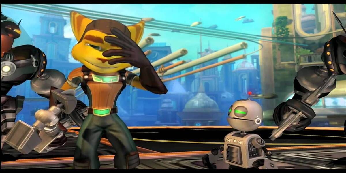 Ratchet and Clank looking annoyed in a cutscene